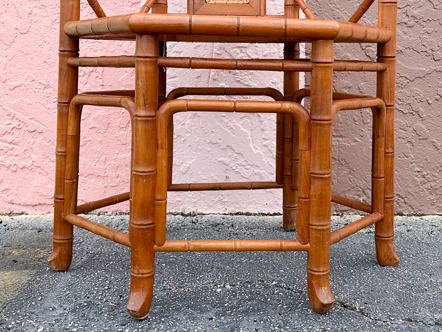 Faux Bamboo and Cane Octagon Accent Chair