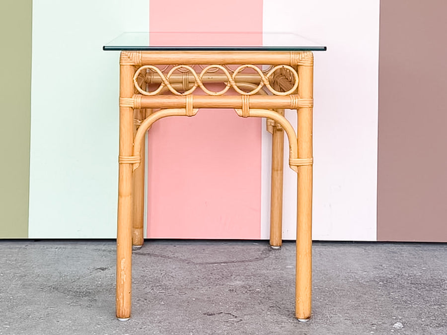 Whimsical Rattan Side Table