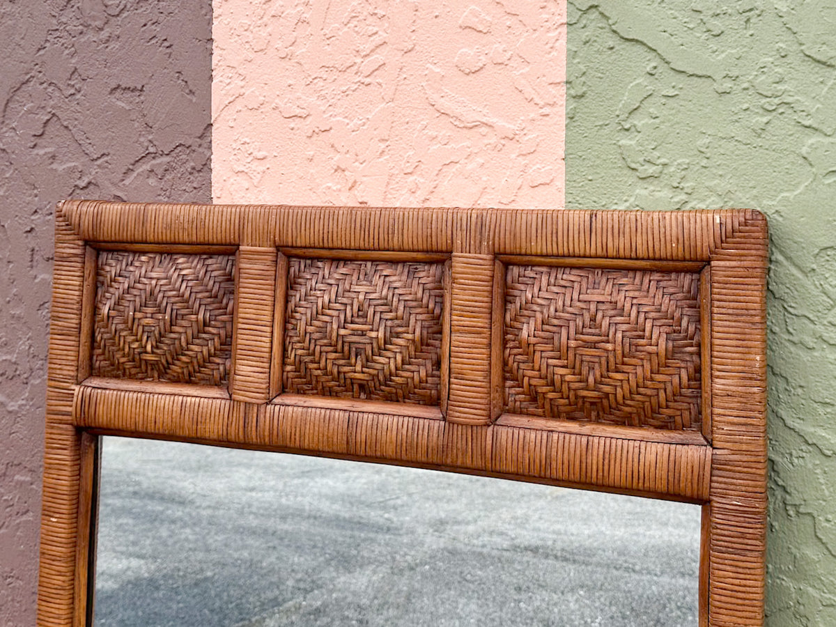 Island Style Woven Rattan Mirror