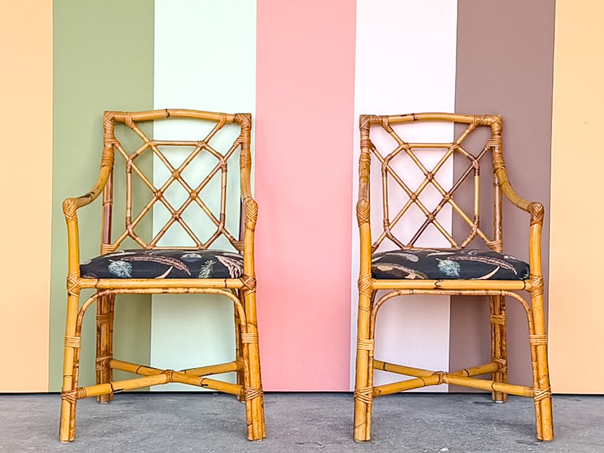 Pair of Fretwork Rattan Chairs