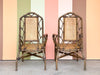 Pair of Rattan and Cane Chippendale Arm Chairs