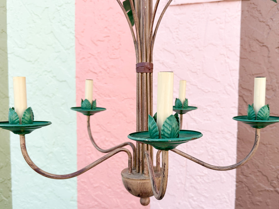 Tole Palm Chandelier