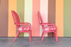 Pair of Hot Pink Whimsical Rattan Chairs