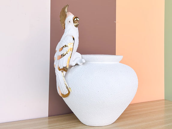 Plaster Parrot Cachepot