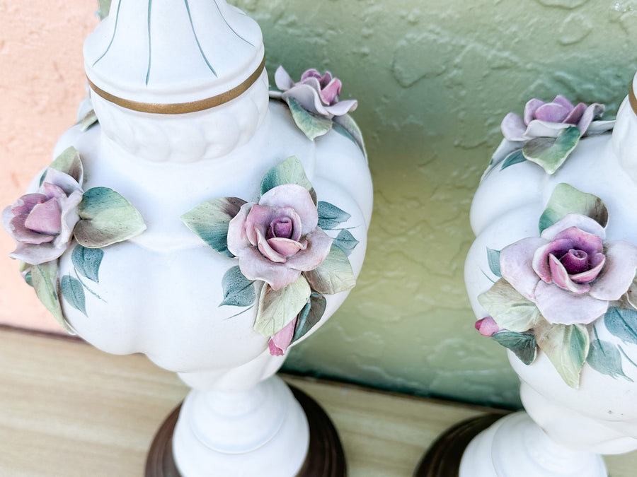 Pair of Granny Chic Rose Lamps