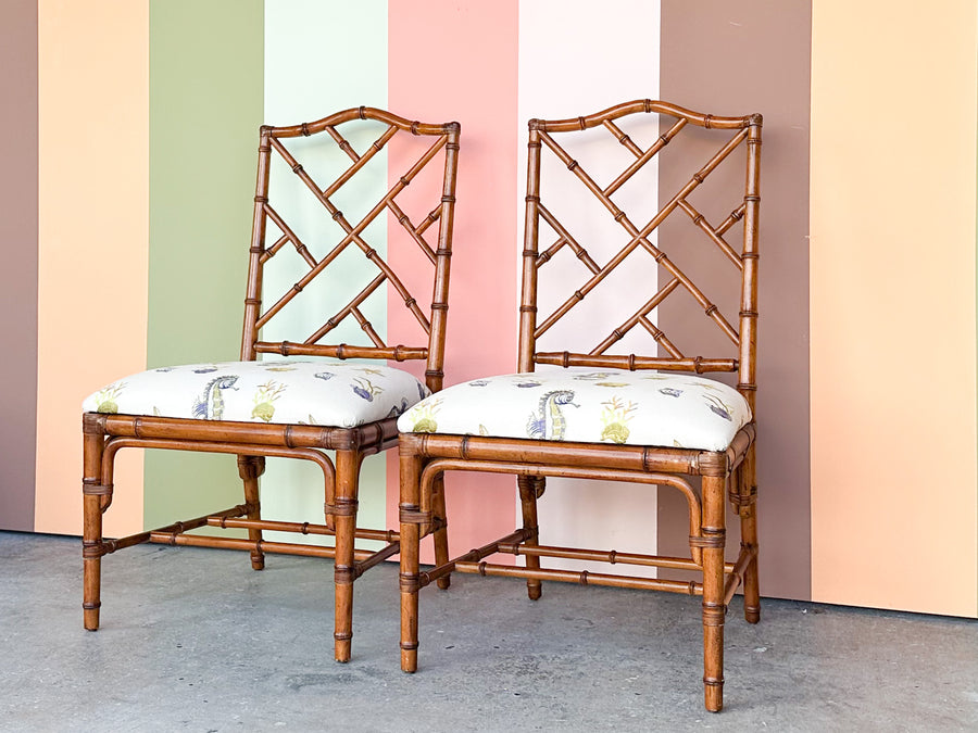 Pair of Faux Bamboo Chippendale Chairs