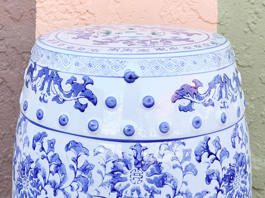 Blue and White Floral Garden Seat