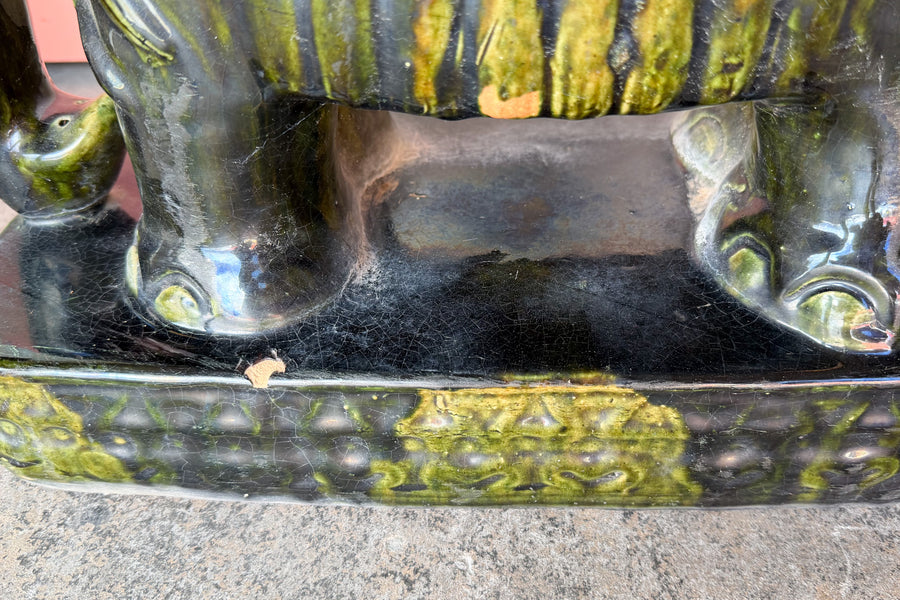 Pair of Terracotta Olive Green Elephant Garden Seats