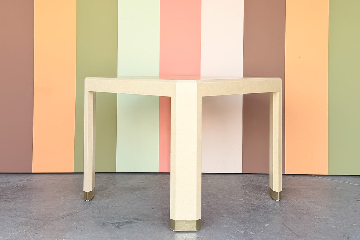 Karl Springer Style Grasscloth Game Table