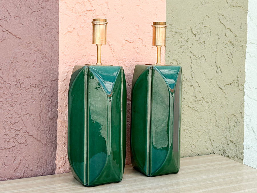 Kips Bay Show House Modern Gorg Green Lamps