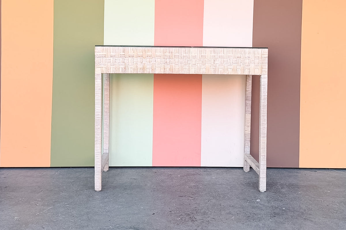 Coastal Chic Rattan Wrapped Desk