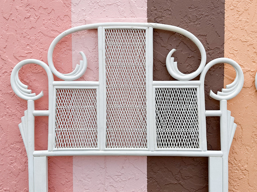 Pair of Whimsical Rattan Twin Headboards