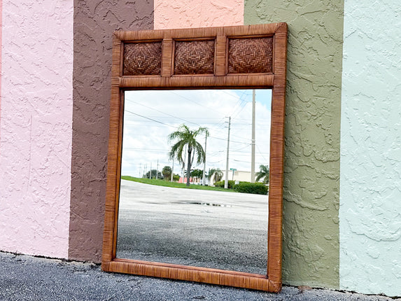 Island Style Woven Rattan Mirror
