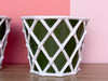 Green and White Lattice Cachepots