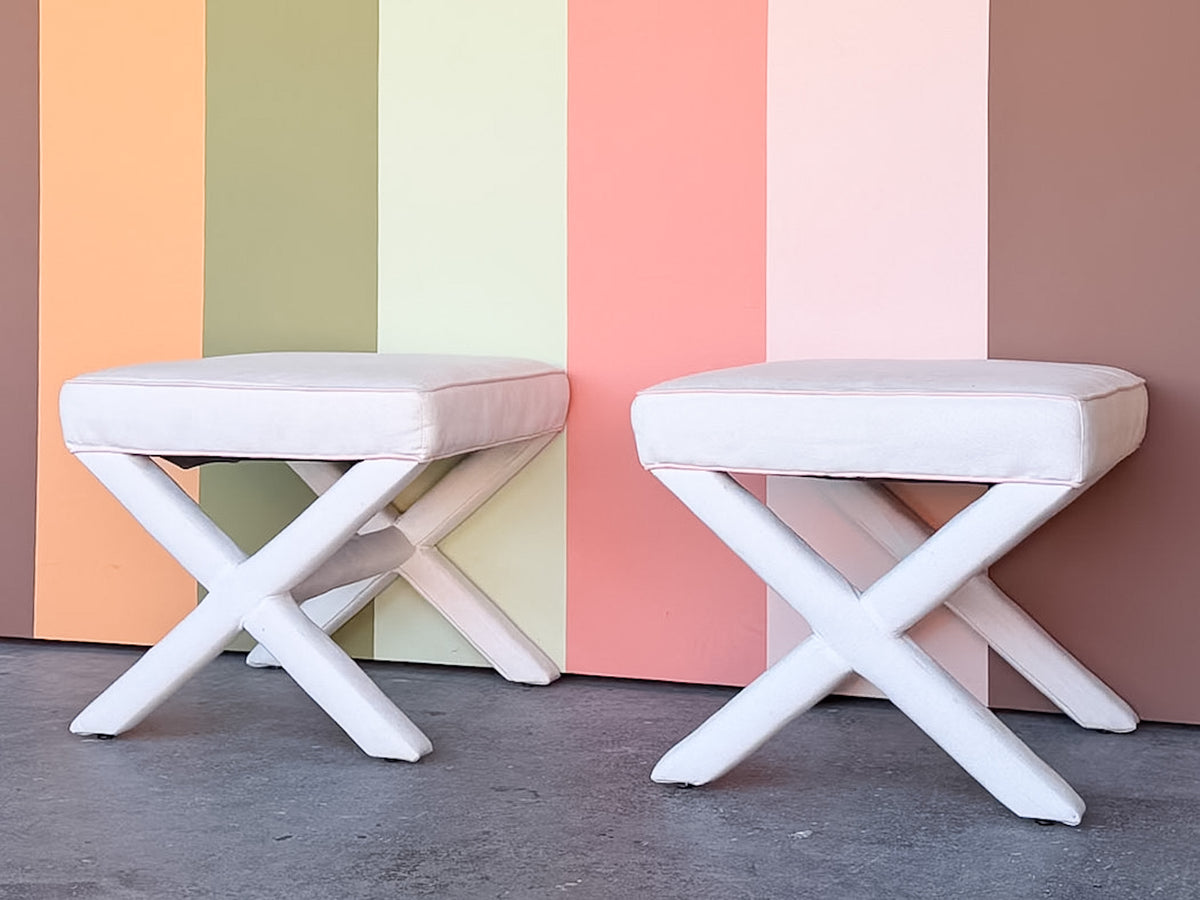 Pair of Modern Upholstered X Benches