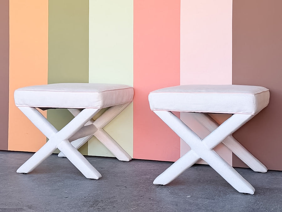 Pair of Modern Upholstered X Benches