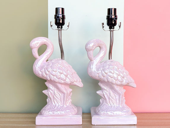 Pair of Pink Flamingo Lamps