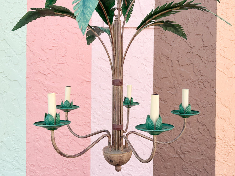 Tole Palm Chandelier