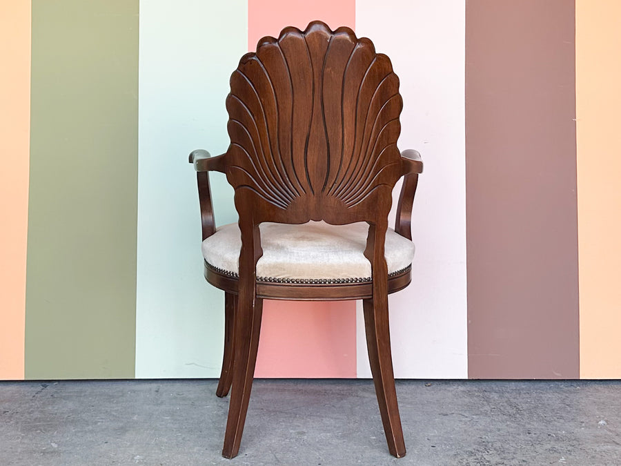 Shell Back Wood Accent Chair