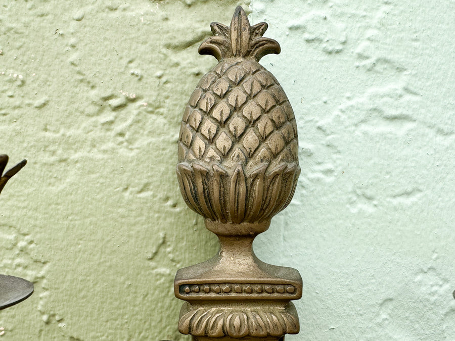 Pair of Brass Pineapple Wall Sconces