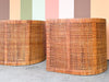 Pair of Coastal Style Rattan Barrel Chairs