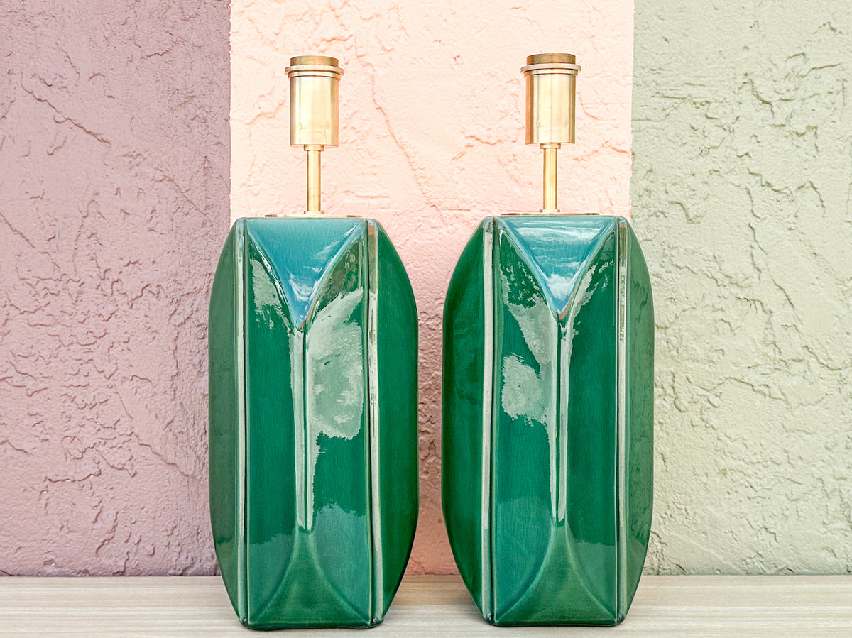 Kips Bay Show House Modern Gorg Green Lamps