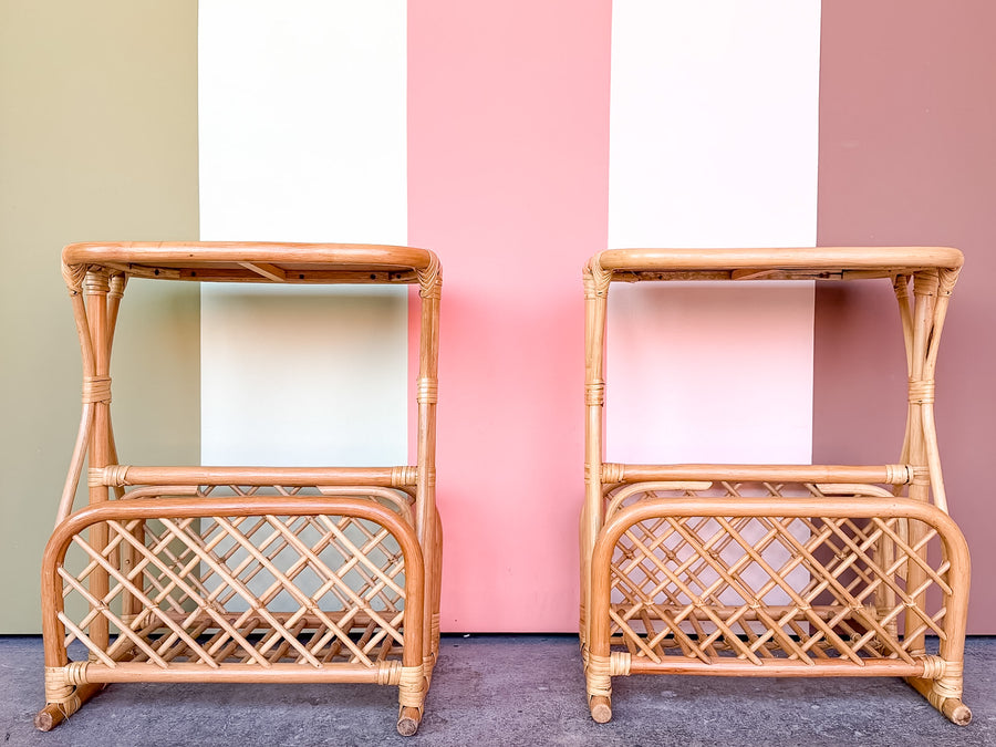 Pair of Rattan Magazine Side Tables