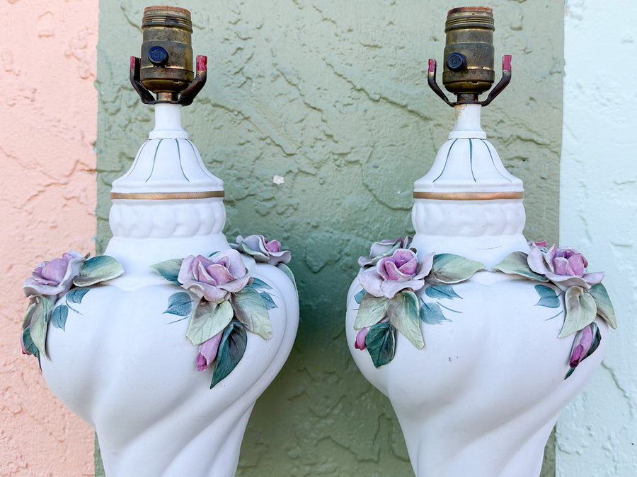 Pair of Granny Chic Rose Lamps