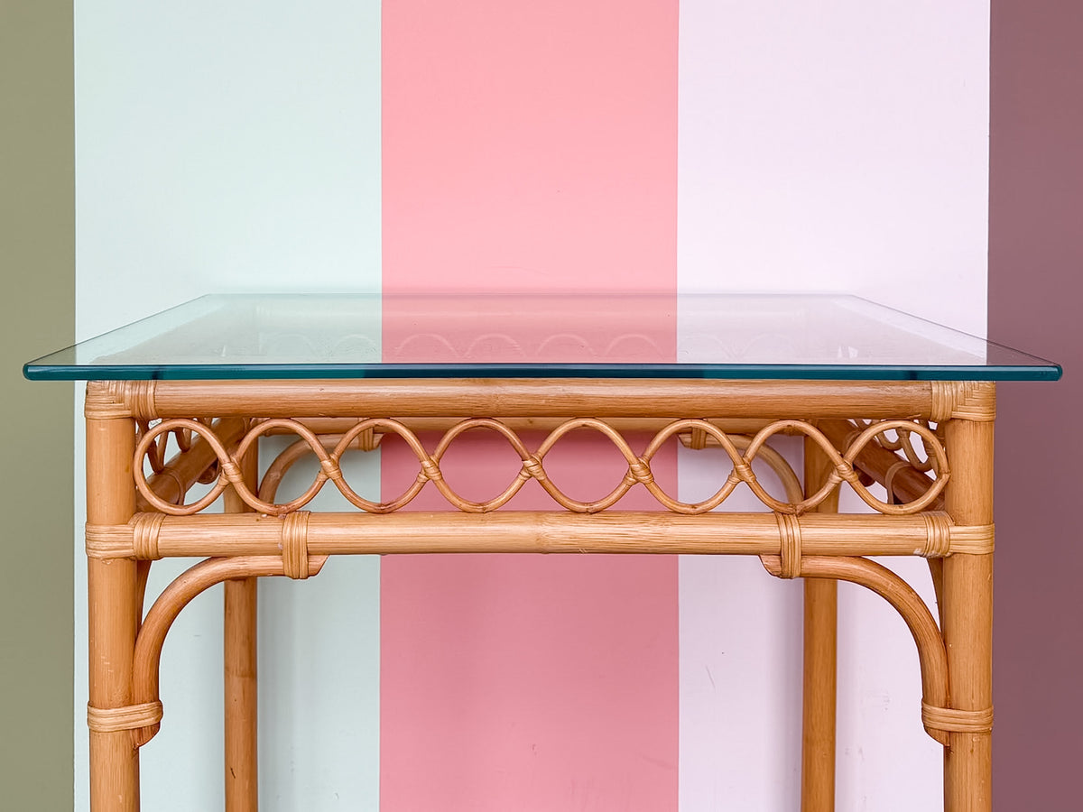 Whimsical Rattan Side Table