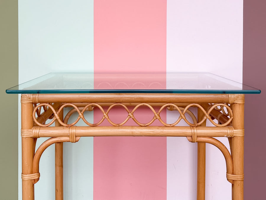 Whimsical Rattan Side Table