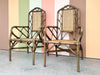 Pair of Rattan and Cane Chippendale Arm Chairs