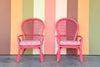Pair of Hot Pink Whimsical Rattan Chairs