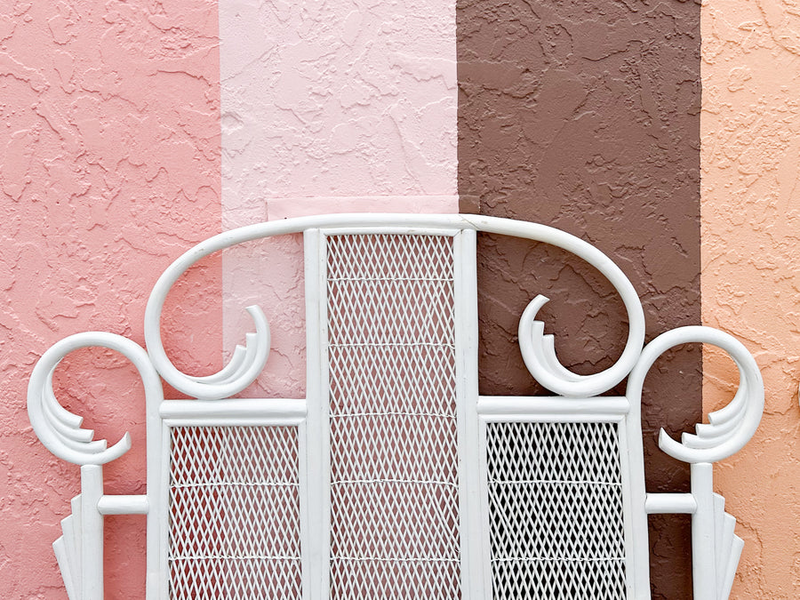 Pair of Whimsical Rattan Twin Headboards