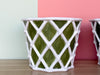 Green and White Lattice Cachepots