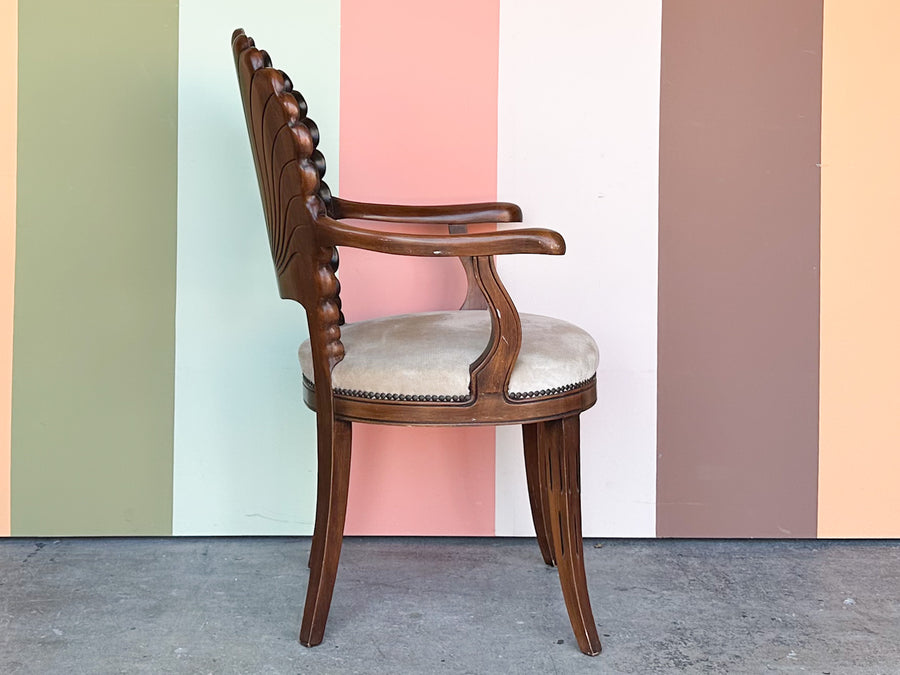 Shell Back Wood Accent Chair
