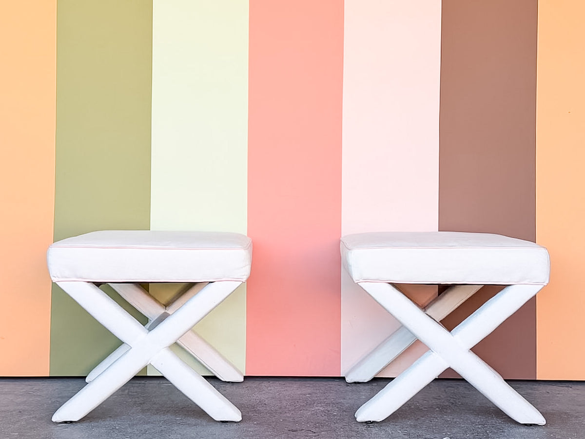 Pair of Modern Upholstered X Benches