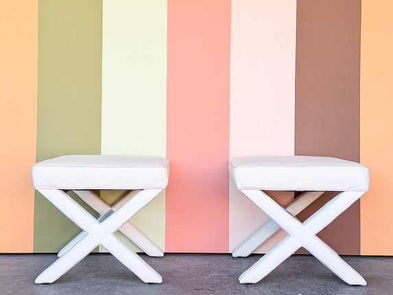 Pair of Modern Upholstered X Benches