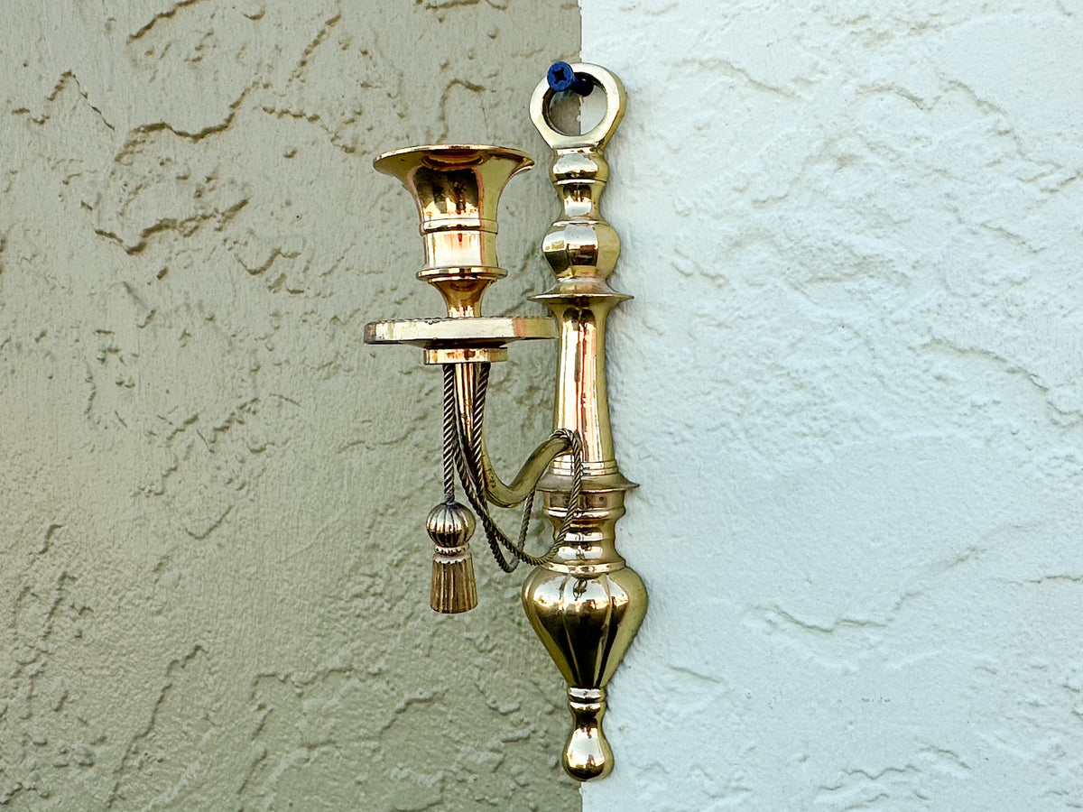 Pair of Brass Tassel Wall Sconces
