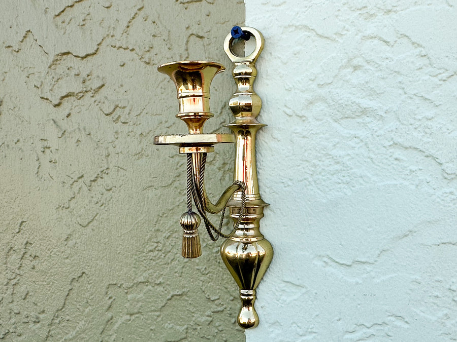 Pair of Brass Tassel Wall Sconces