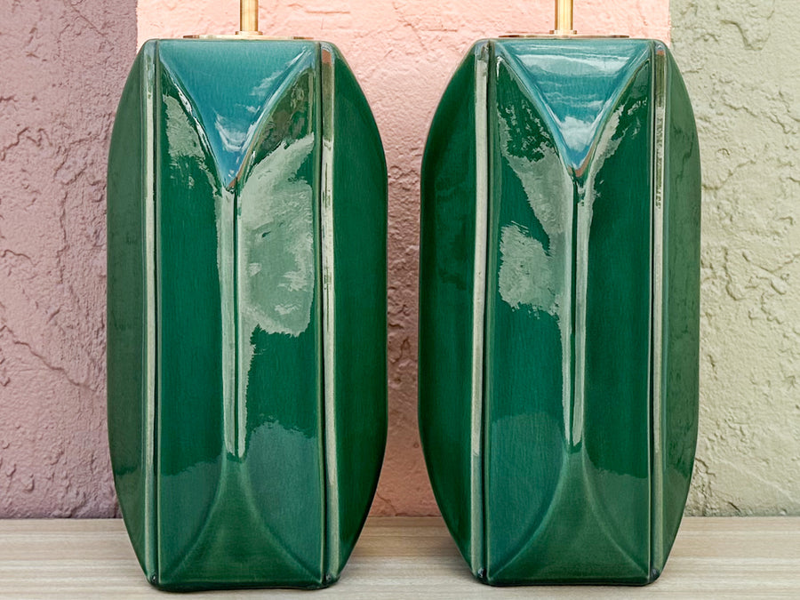 Kips Bay Show House Modern Gorg Green Lamps