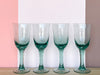 Set of Six Sea Green Wine Glasses