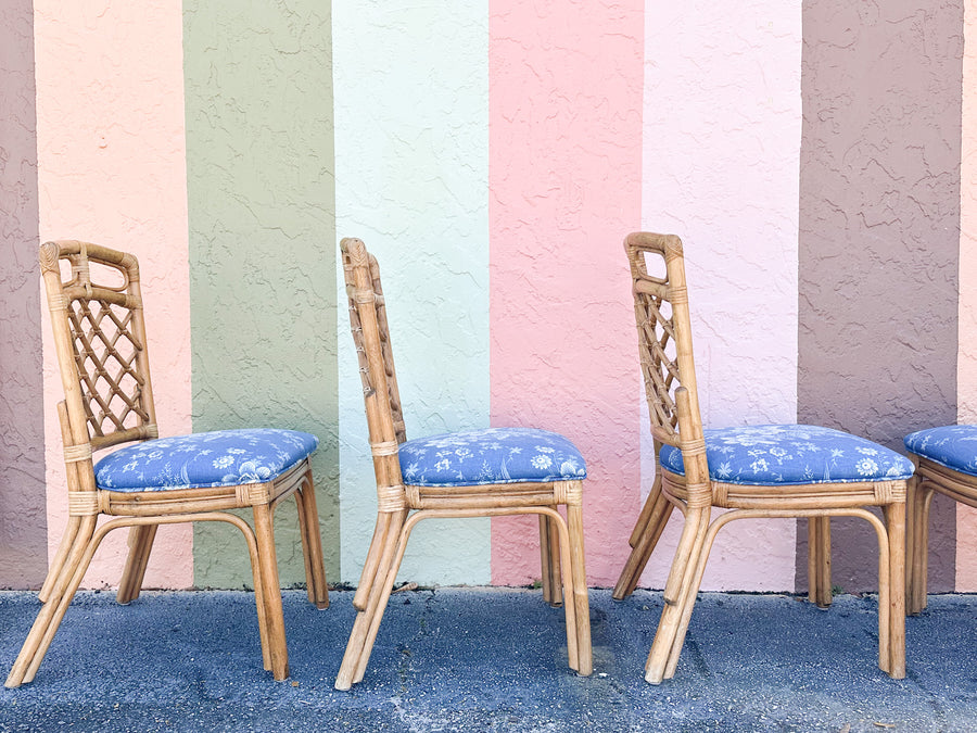 Set of Six Rattan Dining Chairs