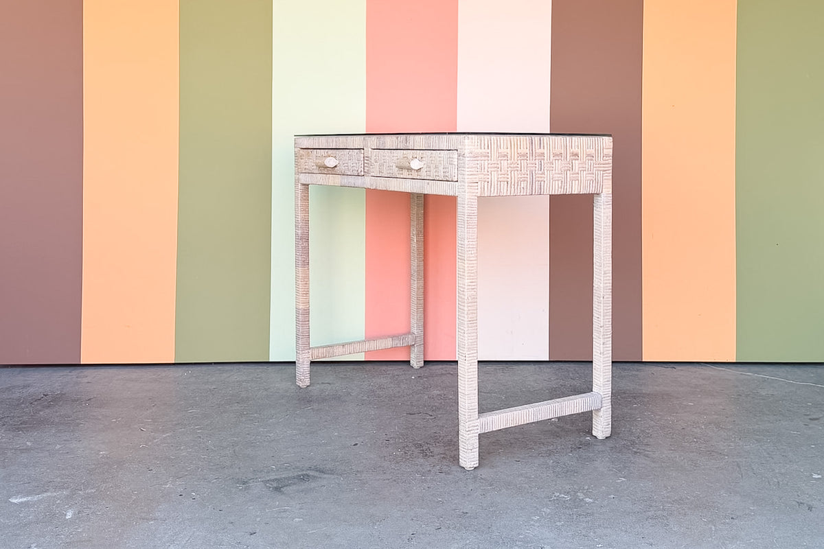 Coastal Chic Rattan Wrapped Desk