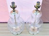 Pair of Fluted Glass and Brass Lamps