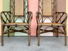 Pair of Rattan and Cane Chippendale Arm Chairs