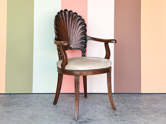 Shell Back Wood Accent Chair