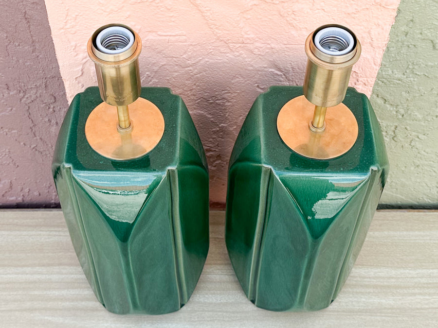 Kips Bay Show House Modern Gorg Green Lamps