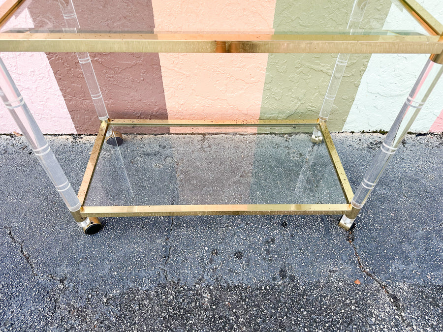 Brass and Lucite Bar Cart