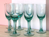Set of Six Sea Green Wine Glasses