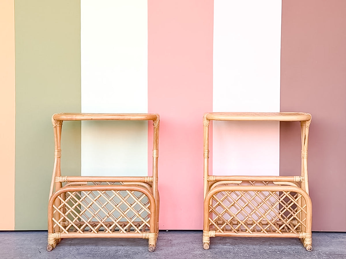 Pair of Rattan Magazine Side Tables